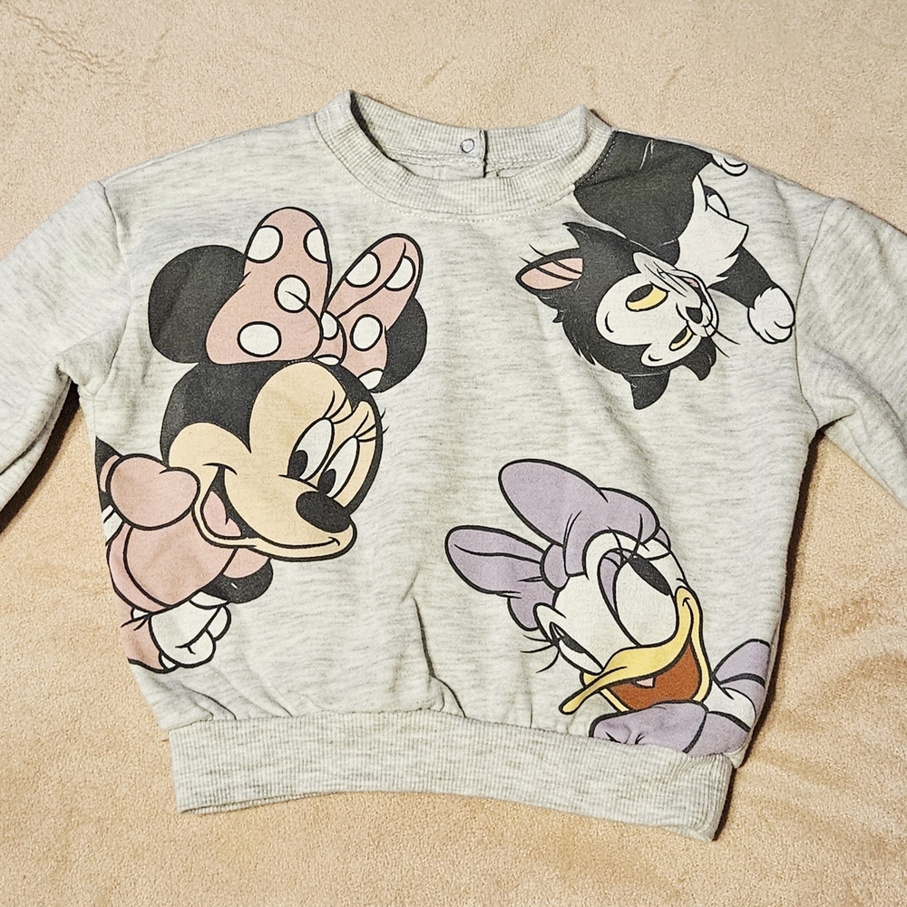 Disney Kids Light Gray Sweatshirt with Minnie and Daisy